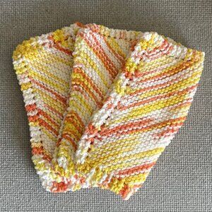 Handmade 3 New Dish Cloths Knitted 100% Cotton Cleaning 7x7 inches